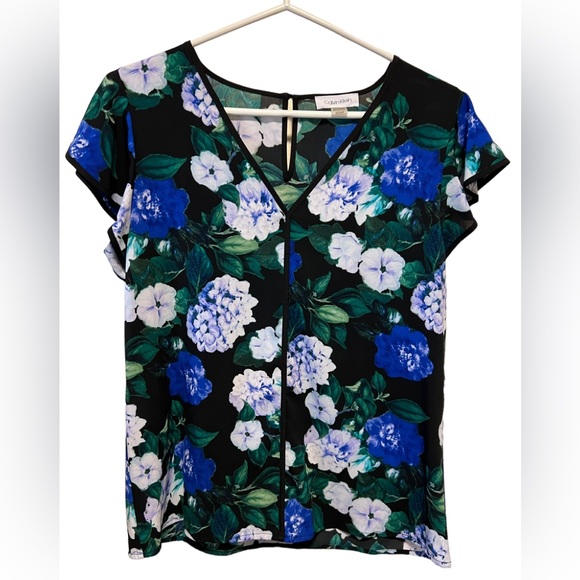 EUC Calvin Klein floral top - Picture 1 of 4